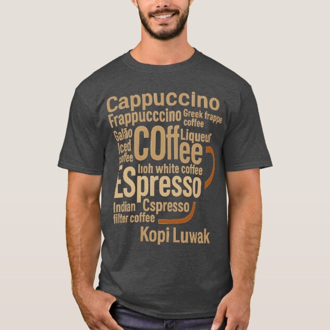 T-shirt cadeau de conception de tasse à café typographique (Devant)