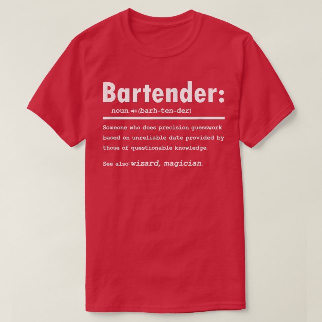 T-shirt Cadeau De Définition De Bartender Pour Bartender F (Design devant)
