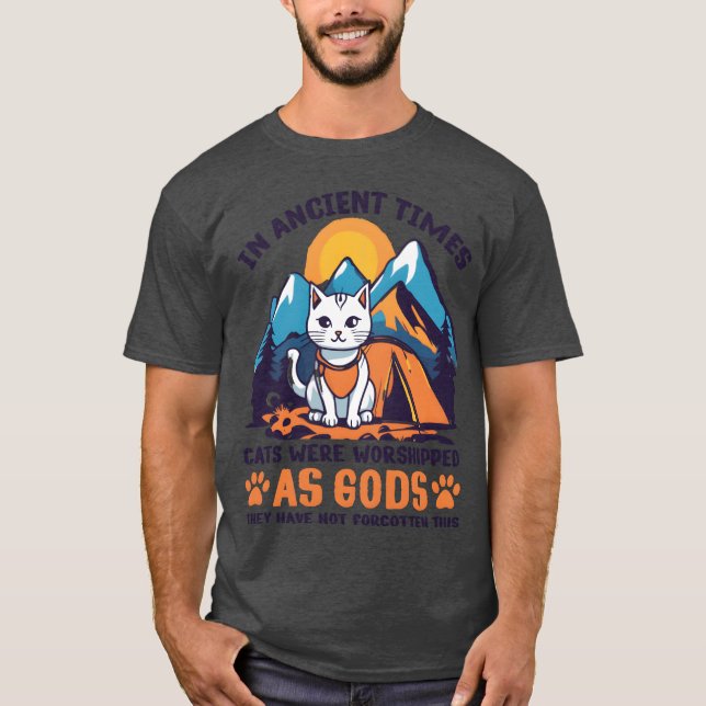 T-shirt Cadeau de design de camping pour chat pêcheur blan (Devant)