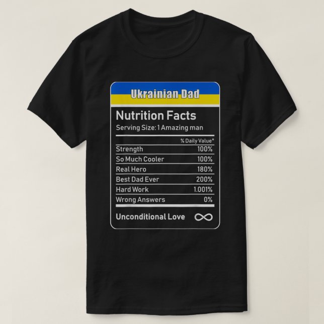 T-shirt Cadeau de Fête des pères de la valeur nutritive du (Design devant)
