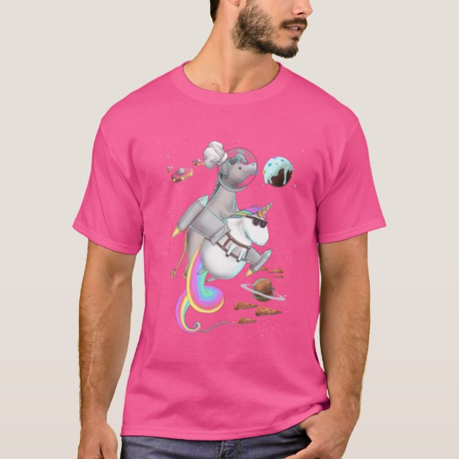 T-shirt Cadeau de fête spatiale pizza nourriture licorne à (Devant)