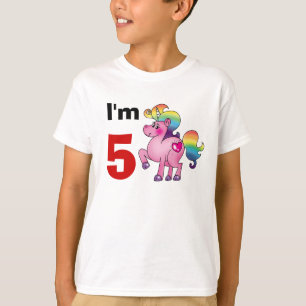 T-shirt cadeau de fille d'anniversaire de 5 ans (poney de