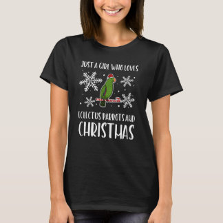 T-shirt cadeau de fille de Noël de père Noël de perroquet