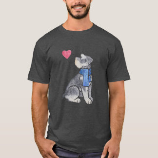 T-shirt Cadeau de garçon de Schnauzer miniature d'aquarell