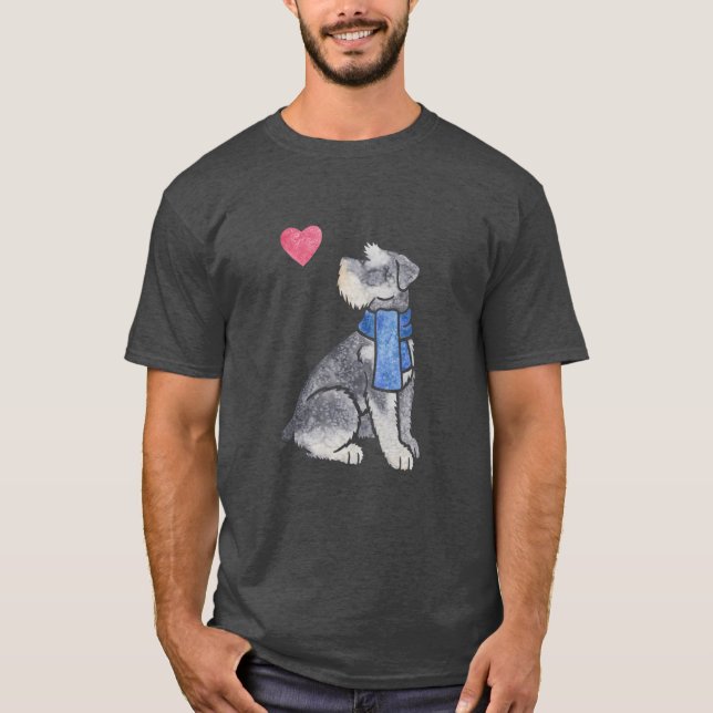 T-shirt Cadeau de garçon de Schnauzer miniature d'aquarell (Devant)
