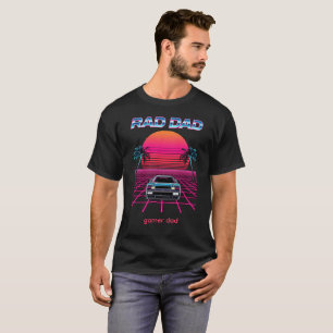 T-shirt Cadeau de grille néon de voiture synthwave Rad Dad