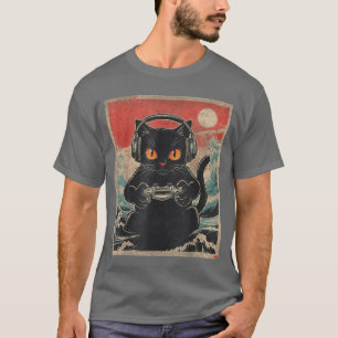 T-shirt Cadeau de jeu japonais chat mignon anime gamer kaw