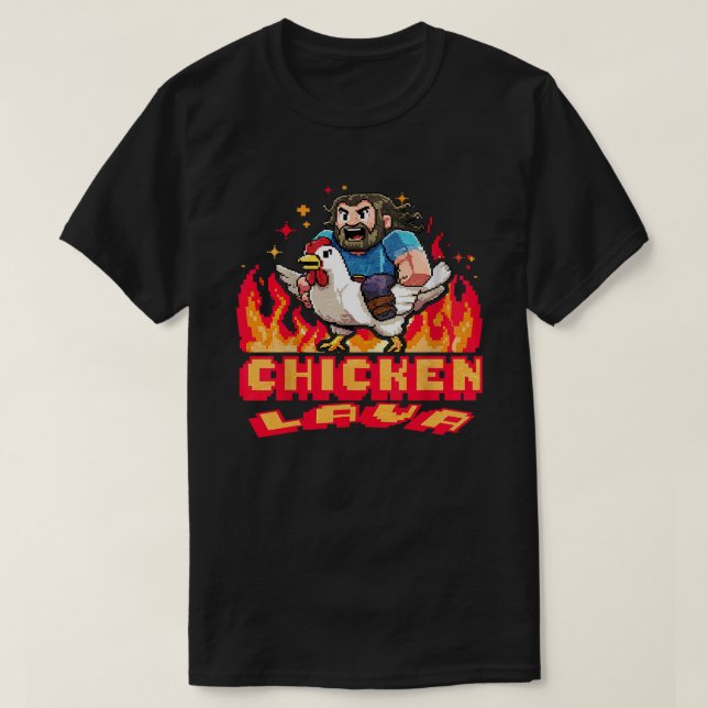 T-shirt Cadeau de jeux Pixel de poulets de mineurs de lave (Design devant)