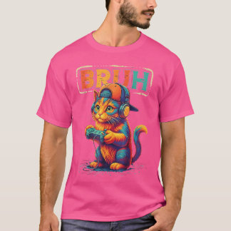 T-shirt Cadeau de jeux vidéo pour chat Gamer Bruh pour hom