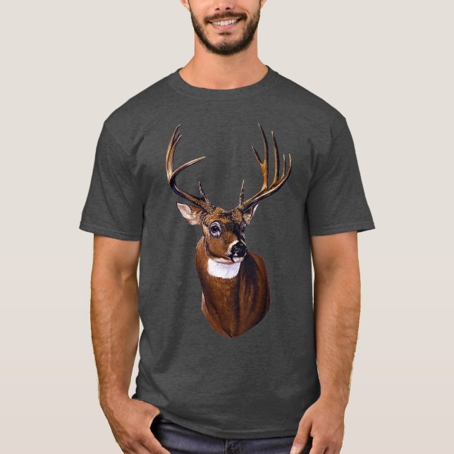 T-shirt Cadeau de la faune de Portrait de cerf blanc (Devant)