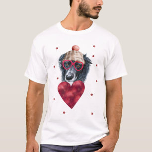 T-shirt Cadeau de la Saint-Valentin Border Collie Chien