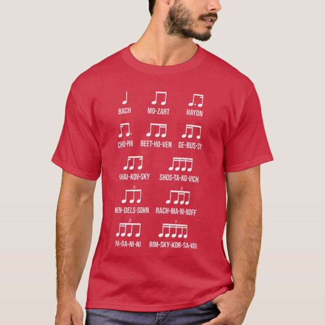 T-shirt Cadeau de musique de rythme de compositeur Bach Mo (Devant)