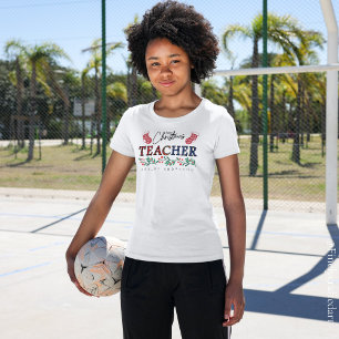 T-shirt Cadeau de Noël de l'enseignant personnalisé Nom pe