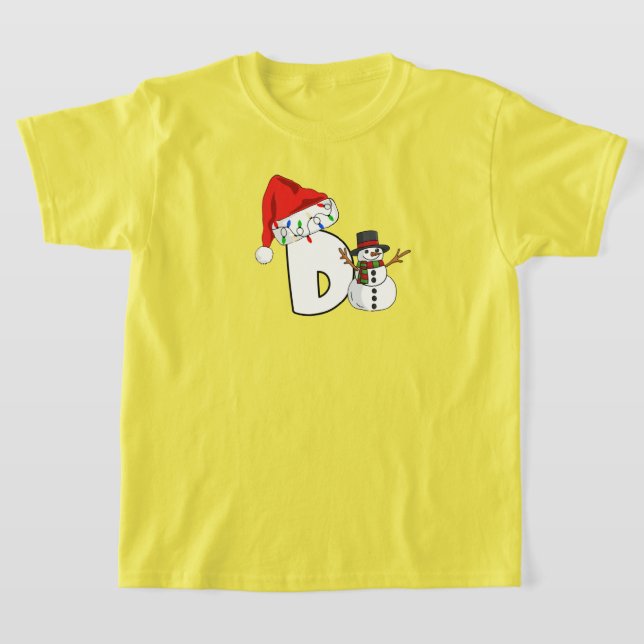 T-shirt Cadeau de Noël lettre d blanche  (Poser)