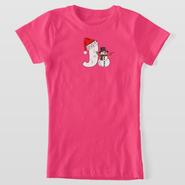 T-Shirt Cadeau de Noël lettre j blanche  (Poser)