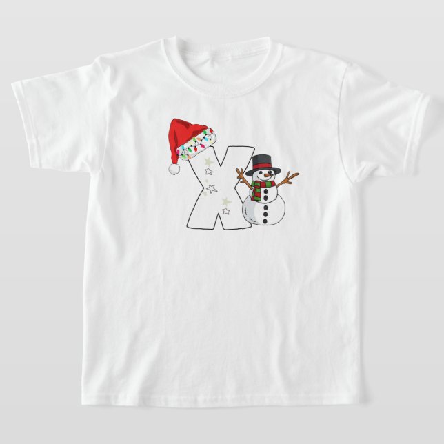 T-shirt Cadeau de Noël lettre x blanche  (Poser)
