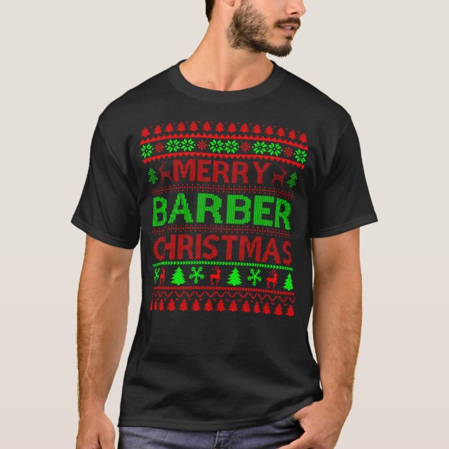 T-shirt Cadeau de Noël pour barbier joyeux  (Devant)