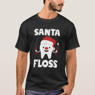 T-shirt Cadeau de Noël pour dentiste Père Noël Floss Tee T