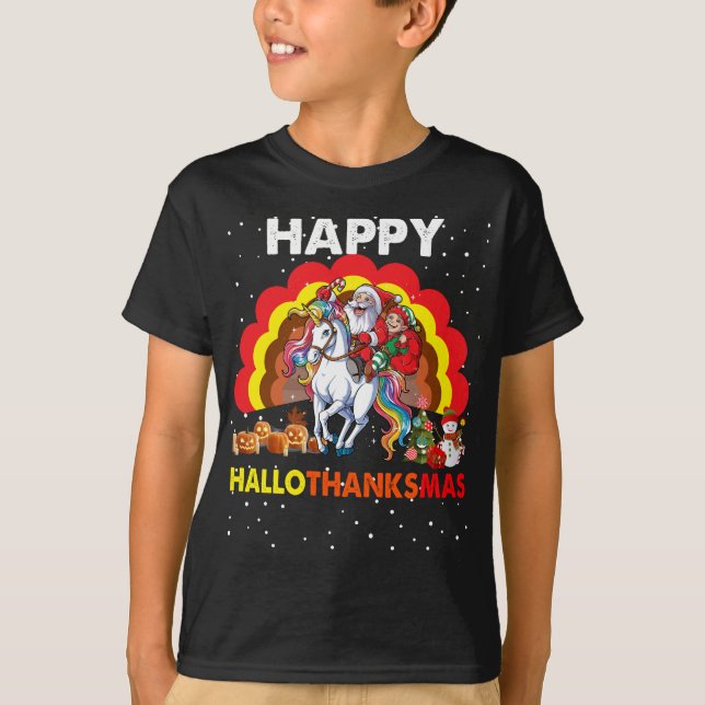 T-shirt Cadeau de Noël pour l'action d'Hallothanksgiving E (Devant)