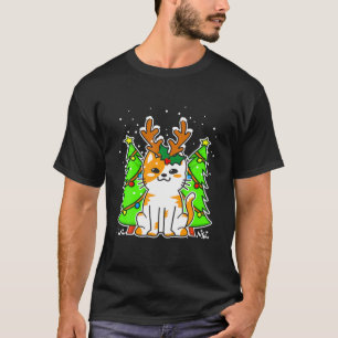T-shirt Cadeau de Noël Reindeer Antlers Chat Pour Hommes F
