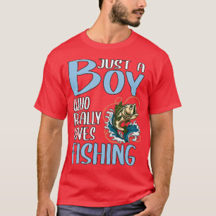 T-shirt Cadeau De Pêche Mens Juste Un Garçon Qui Aime Vrai