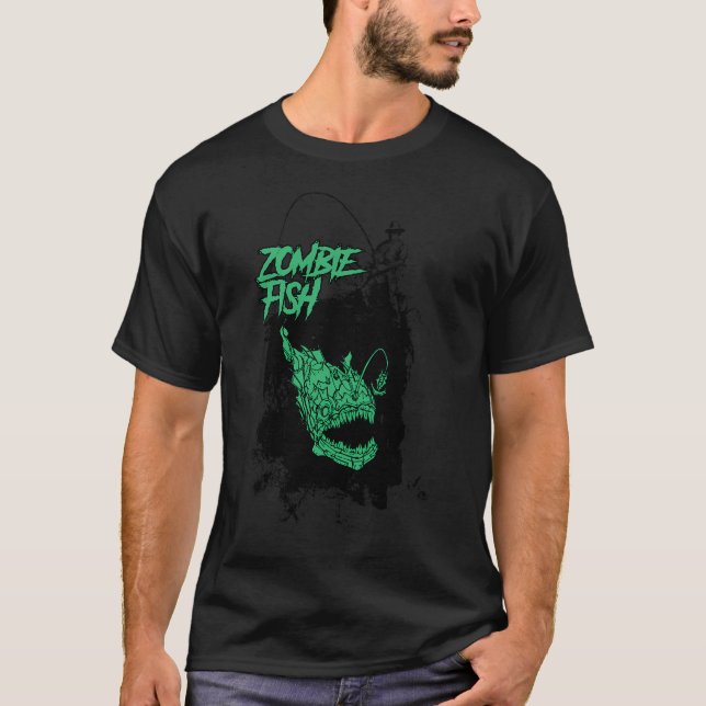 T-shirt Cadeau de pêcheur de poisson zombie (Devant)