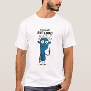 T-shirt Cadeau de personnage d'alien bleu drôle à pensées 