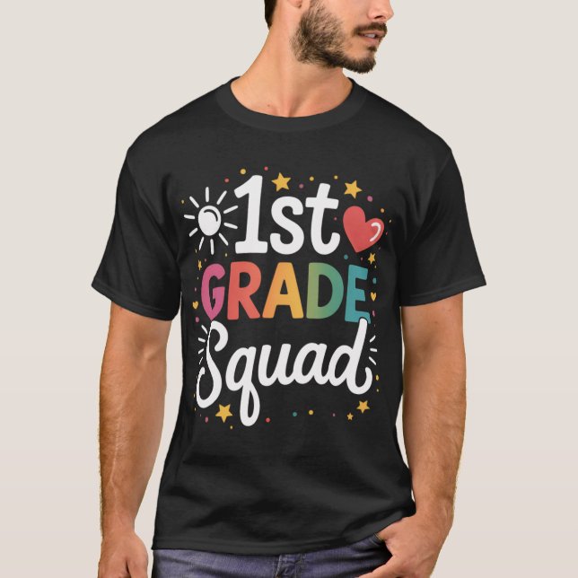 T-shirt Cadeau de professeur élève de 1re année Squad Back (Devant)