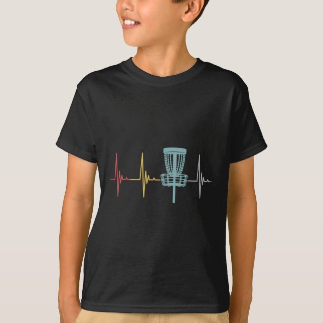 T-shirt Cadeau de rythme cardiaque rétro de disque de golf (Devant)