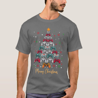 T-shirt Cadeau de sapin de Noël de manette de jeu