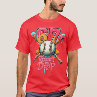 T-shirt Cadeau de sport de joueur de baseball Drip numéro