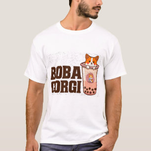 T-shirt Cadeau de thé à bulles Boba Corgi Kawaii pour amat