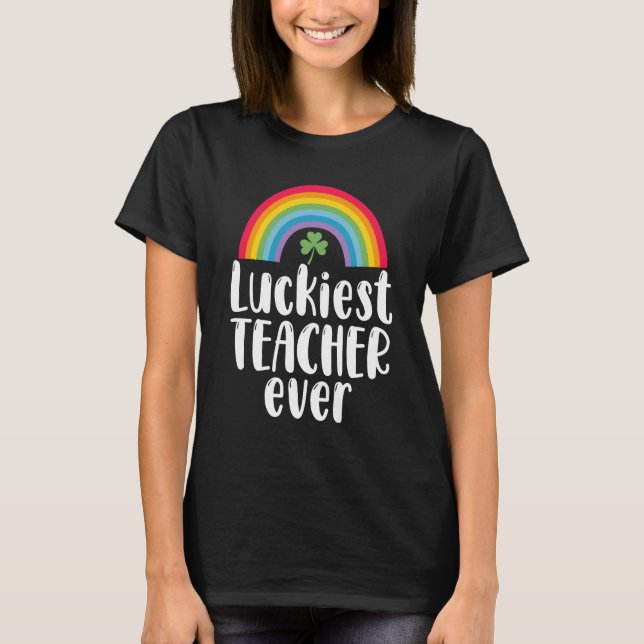 T-shirt Cadeau d'école pour enseignant le plus chanceux St (Devant)