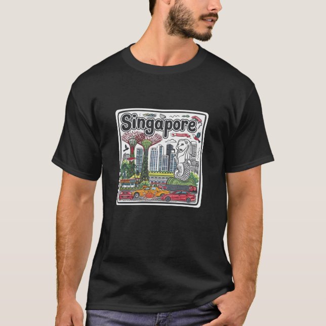 T-shirt Cadeau des fans de voyage de Singapour (Devant)