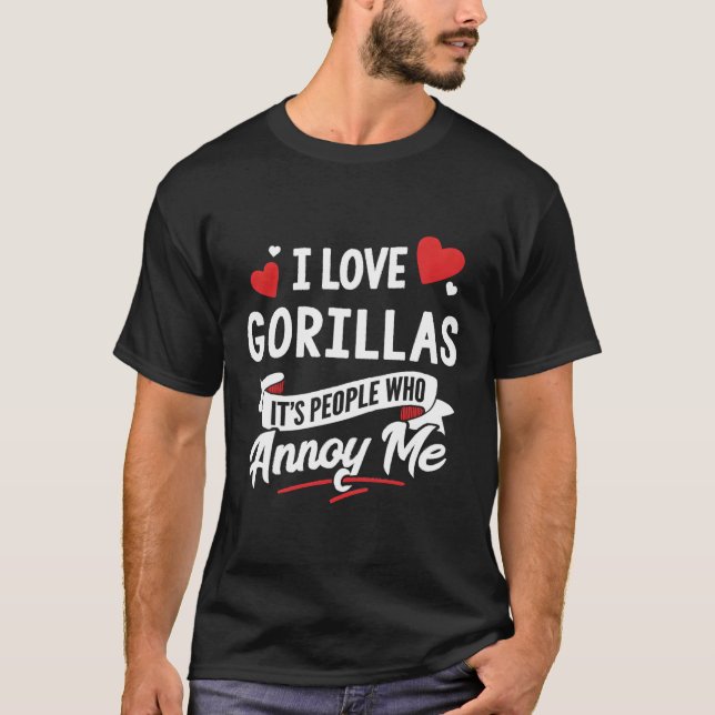 T-shirt Cadeau Design Gorillas - I Love Gorillas! (Devant)