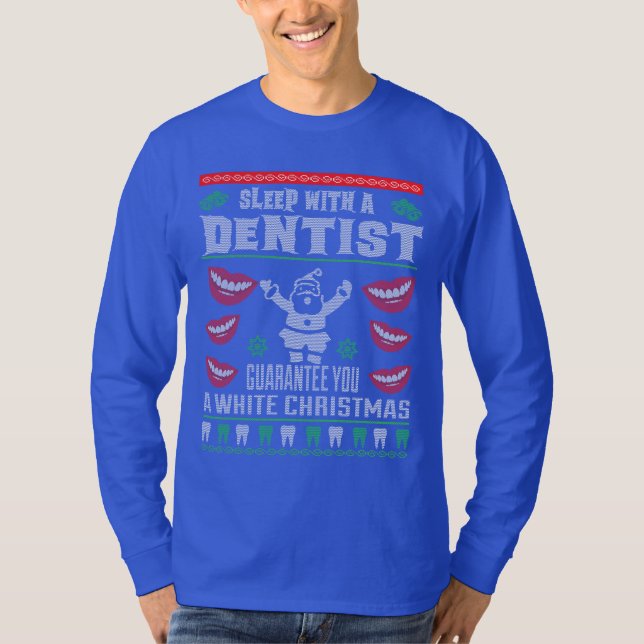 T-shirt Cadeau drôle de chandail laid de Noël de dentiste (Devant)