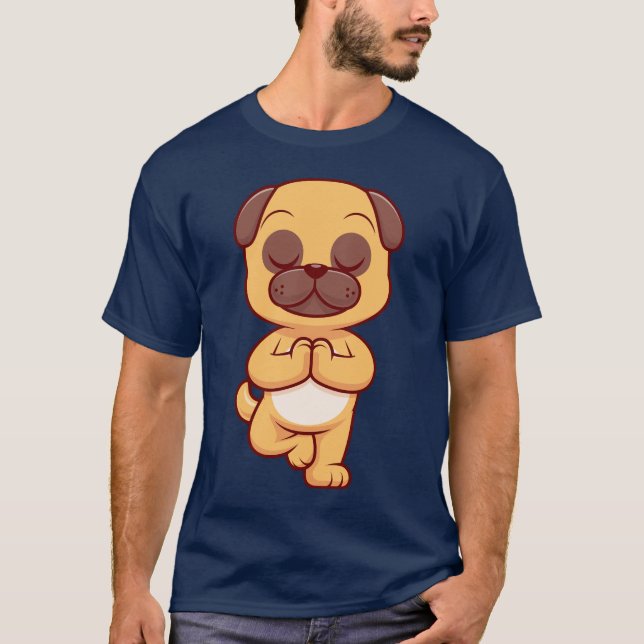 T-shirt Cadeau drôle de chien boxeur en pose de yoga Humou (Devant)