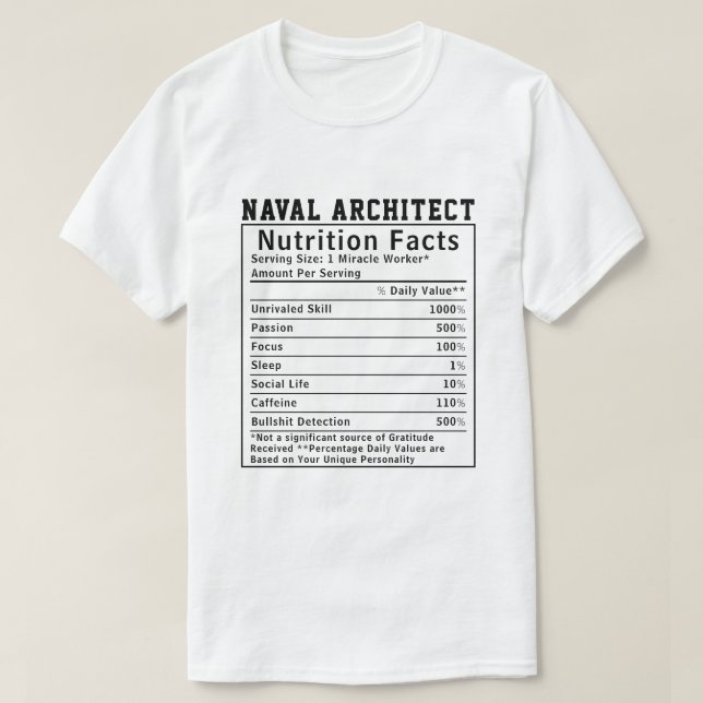 T-shirt Cadeau drôle de faits nutritionnels d'architecte n (Design devant)
