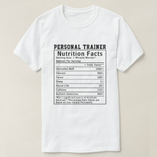 T-shirt Cadeau drôle de faits nutritionnels pour entraîneu