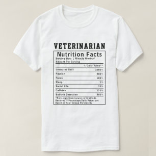 T-shirt Cadeau drôle de faits nutritionnels pour vétérinai
