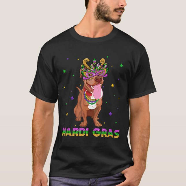 T-shirt Cadeau drôle de masque et de perles de Pitbull Mar (Devant)