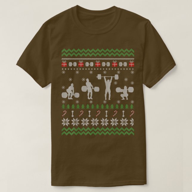 T-shirt Cadeau drôle de pull de Noël moche de musculation (Design devant)