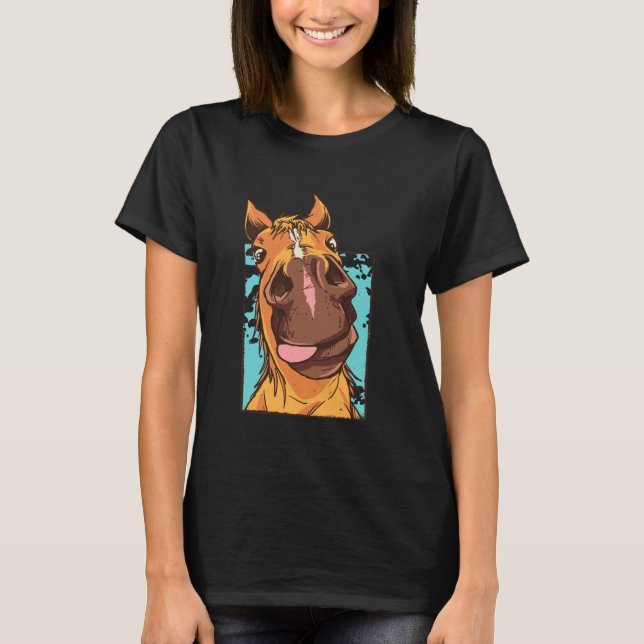T-shirt cadeau drôle de visage de cheval pour les  (Devant)