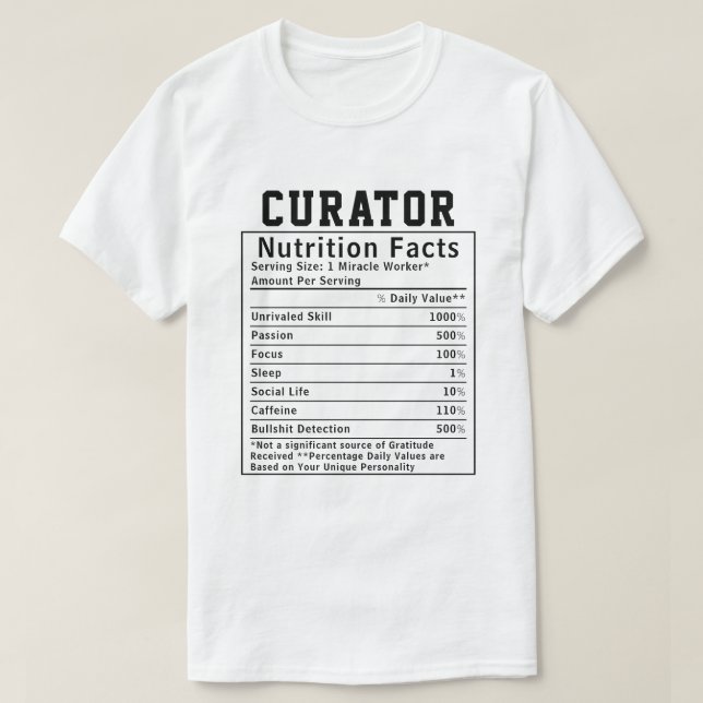 T-shirt Cadeau drôle pour conservateur de musée avec faits (Design devant)