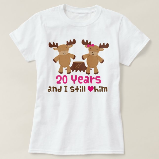 T-shirt Cadeau du 20e anniversaire pour elle (Design devant)