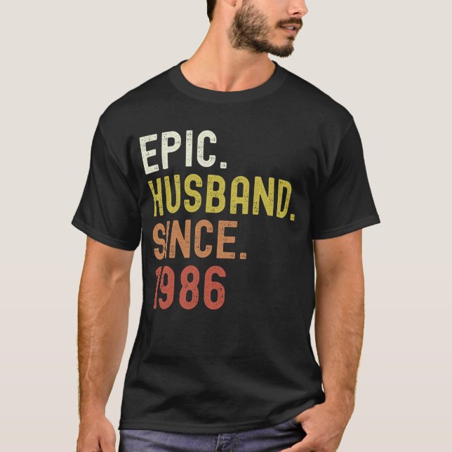 T-shirt Cadeau du 35e anniversaire du Mariage 1986 (Devant)