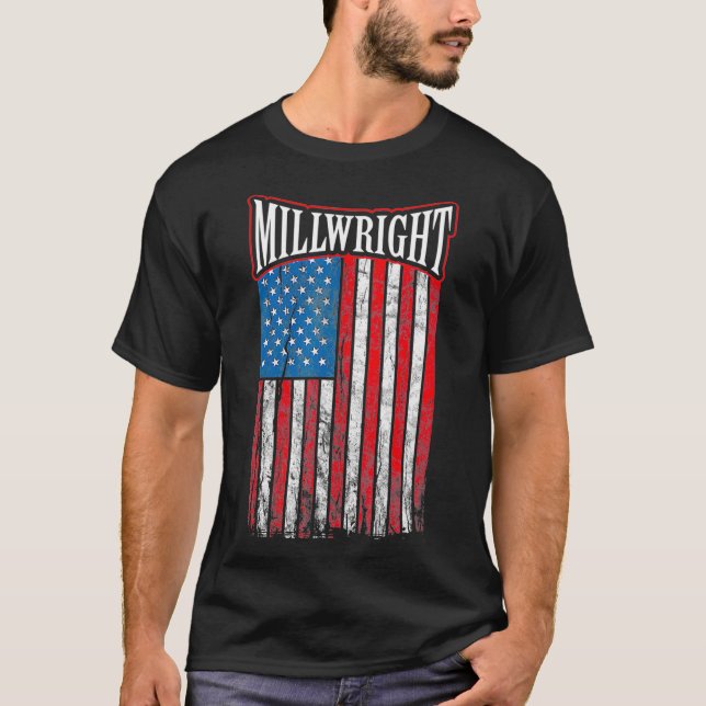 T-shirt Cadeau du drapeau américain Millwright _2  (Devant)