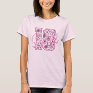 T-shirt Cadeau élégant de 16 ans Fleurs roses pour un anni