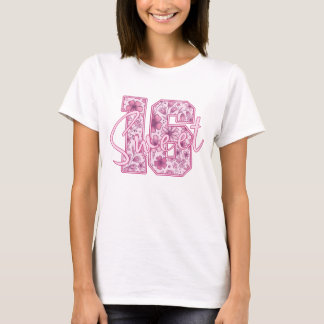 T-shirt Cadeau élégant de 16 ans Fleurs roses pour un anni