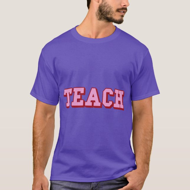 T-shirt Cadeau enseignant Design gras rouge et rose (Devant)